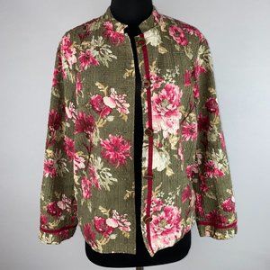 J. Jill M Tall Multicolor Floral Textured Button Front Jacket Pockets